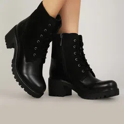 yoho Women Round Toe Block Heel Regular Boots image 1