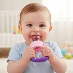 tinny mall Fruit Feeder Pacifier Fruit Nibbler for Baby Kids Food Feeder for 6-12 Months - Silicone, Plastic image 2