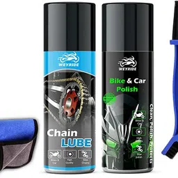 weyride Bike Chain Lubricant Spray and Bike Shiner with Cleaning Bursh For Bike Wa_b4 Micro Fiber Cloth Rust & Corrosion protection Prevent Chain(150ml Each) Chain Oil image 2