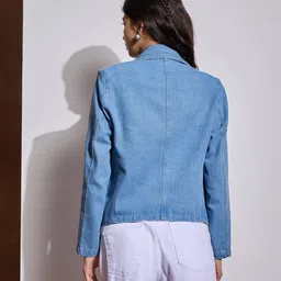 sassafras Women Solid Double Breasted Casual Blazer image 2