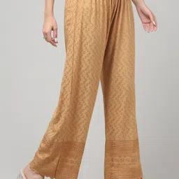 vizcon hub Women Loose Fit Gold Viscose Rayon Trousers image 4