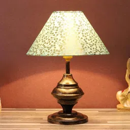 Multicolor Fabric Shade Table Lamp With Copper Base By Foziq image 1