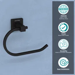 plantex Aqua Towel Holder for Bathroom/Towel Ring Holder/Napkin Holder for Washbasin (Black) Towel Holder image 2