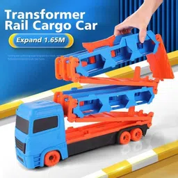 asyzz Car Carrier Truck with 6 Pull Back Cars image 4