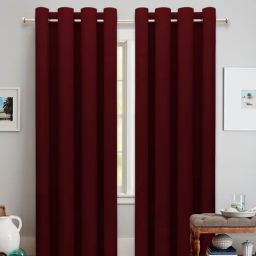 dream care Maroon Solid Polyster 5 Ft Blackout Eyelet Window Curtain (2 Pc)-picture-13