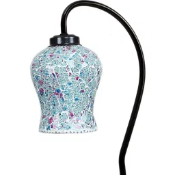 new era Multicolor Mosaic Glass Curvy Table Lamp with Iron Base image 4