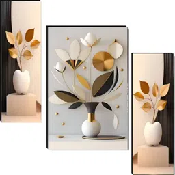 Set Of 3 Flower Pots Wall Paintings For Home Decor Gift Items Digital Reprint 18 inch x 12 inch Painting-image-35