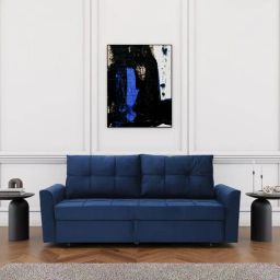 casacraft from pepperfry Ines Velvet Pull Out Sofa Cum Bed In Royal Blue Colour With Storage-picture-13