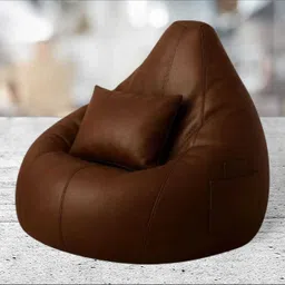 XL Bean Bag Chair & Pillow Covers Only-Faux Leather Standard Bean Bag With Bean Filling-image-91