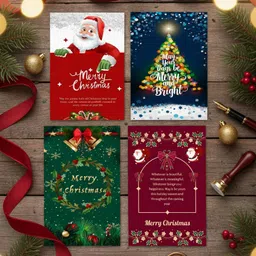 pickkart Merry Christmas Greeting Card Set of 4 - A5 Size Greeting Card-picture-30