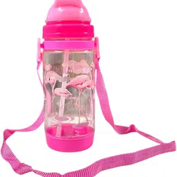 npe Water Bottle with Straw & Strap for Kids Anti Leak Water Bottle for Boys & Girls 400 ml Water Bottle image 4