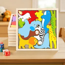 vhd Multicolor Wooden Animal Puzzle – Fun & Educational Toy for Kids W73-picture-30