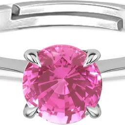 preciabella Round Cut Pink Sapphire Solitaire Engagement Bridal Sterling Silver Sapphire Rhodium Plated Ring-picture-27