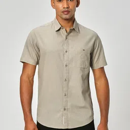 mufti Men Slim Fit Solid Spread Collar Casual Shirt-picture-44