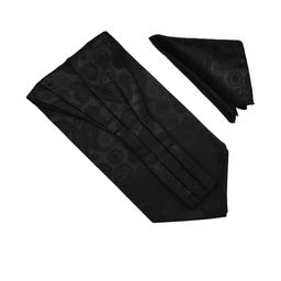 VOICI Men Woven Design Ascot Tie With Pocket Square-picture-9