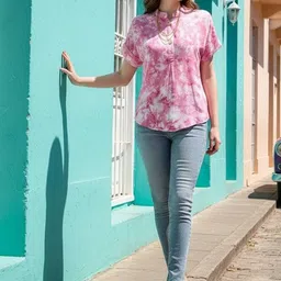 Chandbaali Tie and Dye Mandarin Collar Top-picture-17