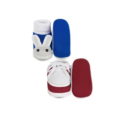 NESKA MODA Unisex Kids Pack Of 2 Cotton Rabbit & Lace Booties image 5