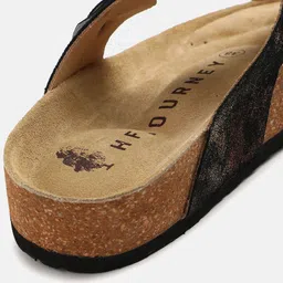 HF JOURNEY Women Leather Metallic T-Strap Flats with Buckles image 2