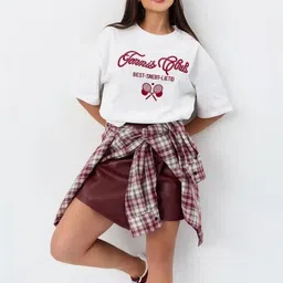 LULU & SKY Women Typography Printed Pure Cotton T-shirt image 4