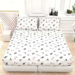 THE WHITE MOSS Orchid White Printed Pure Cotton 300 TC King Bedsheet Set 2.7 m x 2.7 m-picture-19