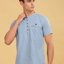 Kuons Avenue Men Thread Work Indigo Denim Kurta-picture-48