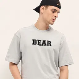 THE BEAR HOUSE Men Typography Printed Round Neck Cotton Oversized T-shirt image 4
