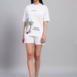 GRIFFEL Printed Oversized-Fit Pure Cotton T-Shirt & Shorts Co-Ord Set-picture-47