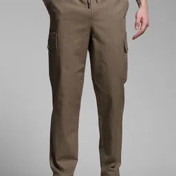 Jack & Jones Men Cotton Striped Tapered Fit Cargos Trousers-picture-46