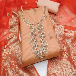 ASISA Embroidered Organza Unstitched Dress Material-picture-30