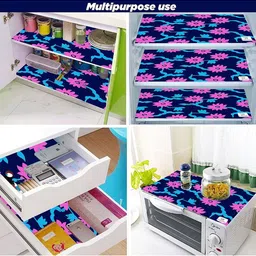 E-Retailer 8Pc Blue & Pink Printed Waterproof 3-Layered Refrigerator Covers With Pockets image 3