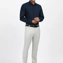 Peter England Men Slim Fit Textured Formal Trousers image 2