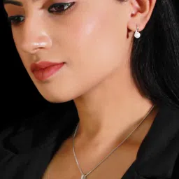 GIVA 925 Sterling Silver Rhodium-Plated Dazzling Pearls Set With Link Chain Jewellery Set image 3