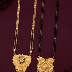 Bhanu diam Gold-Plated & Black Brass Mangalsutra-picture-33