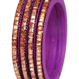 TAJ BRIDAL STORE Women Set Of 4 Kundan Stone Studded Bangles-image-92