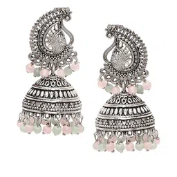 fabula Atificial Beaded Oxidised Dome Shaped Jhumkas-image-22