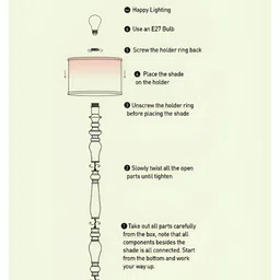 green girgit green girgitWhite & Brown Floral Printed Wooden Taper Floor Lamp image 5