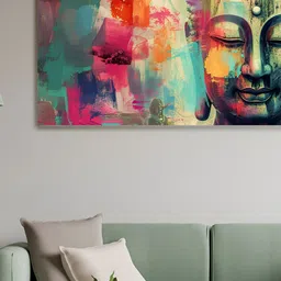 nestroots Blue & Pink 1 Piece Canvas Religious Wall Paintings image 1