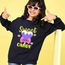 NUSYL Girls Graphic Printed Drop Shoulder Sleeves Oversized Fit Fleece Pullover Sweatshirt-picture-33