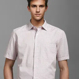 Louis Philippe Men Classic Spread Collar Checked Cotton Formal Shirt-picture-38