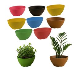 Go Hooked Multicolored Set of 10 Oval Plant Pot (22 x 13.5 x 11 cm)-picture-6