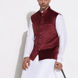 SHOWOFFFF Slim-Fit Mandarin Collar Nehru Jacket-picture-34