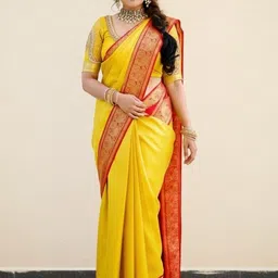 Bindi Fashion Woven Design Zari Silk Blend Handloom Banarasi Saree-picture-39