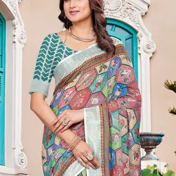 Sidhidata Floral Printed Zari Saree image 5