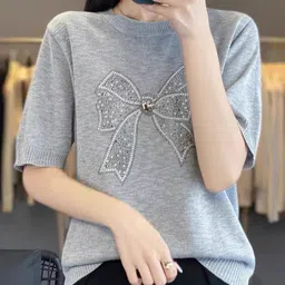DressBerry Women Printed V-Neck Raw Edge T-shirt-image-18