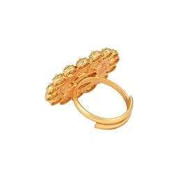 I Jewels Gold-Plated Stone-Studded Adjustable Finger Ring image 4