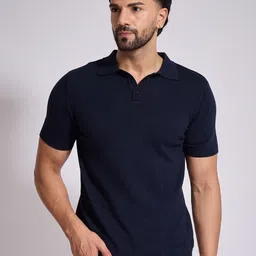 Mast & Harbour Men Solid Polo Collar Cotton Flat Knit T-shirt-picture-30