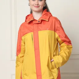 HOUSE OF VEDAS Color Blocked Waterproof Hooded Rain Jacket-image-99