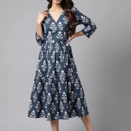 KALINI Floral Print Fit & Flare Midi Dress image 3