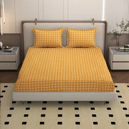 Bromwick Orange 250 TC Bedsheet with 2 Pillow Covers-picture-10