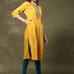 Anouk Women Solid Thread Work Kurta image 3